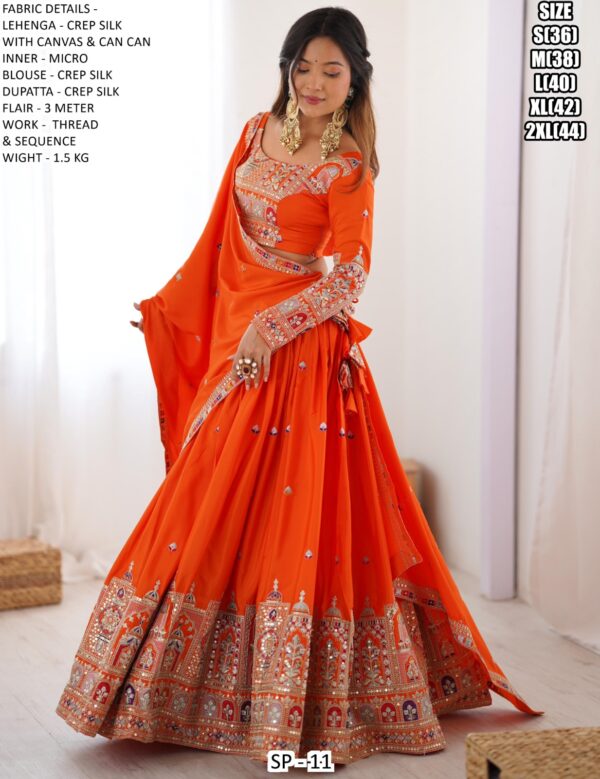 Sequence Embroidery Work Crepe Silk Lehenga Choli For Wedding Ceremony, Evening Or Occasions