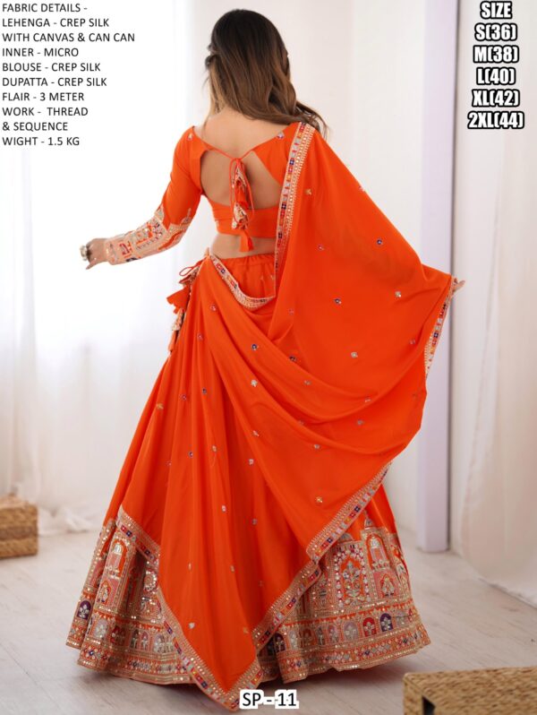 Sequence Embroidery Work Crepe Silk Lehenga Choli For Wedding Ceremony, Evening Or Occasions