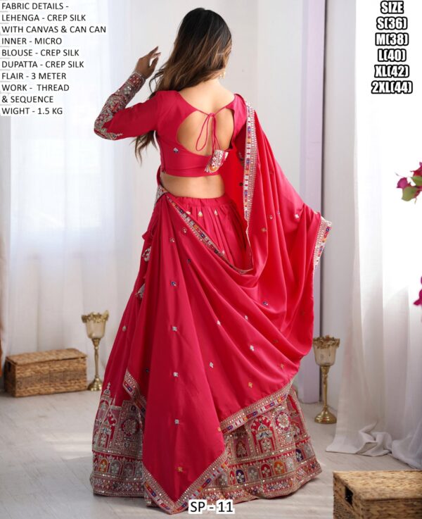 Sequence Embroidery Work Crepe Silk Lehenga Choli For Wedding Ceremony, Evening Or Occasions