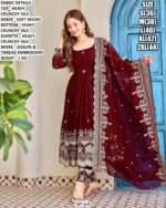 Maroon Crunchy Silk Sequence Embroidery Anarkali Suit Ready To Wear For Weddings