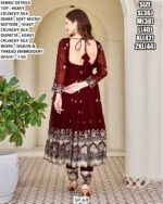 Maroon Crunchy Silk Sequence Embroidery Anarkali Suit Ready To Wear For Weddings