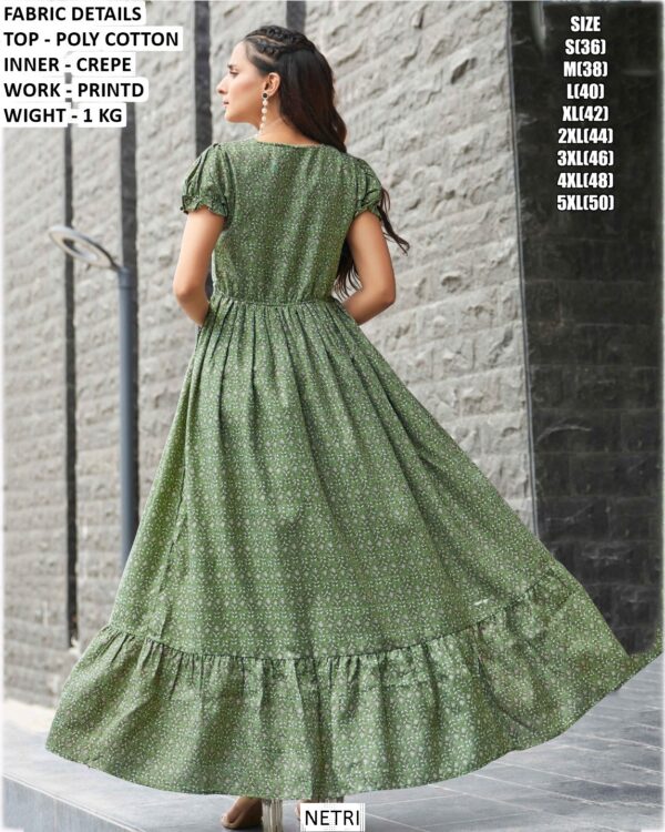 A Pretty Printed Poly Cotton Readymade Maxi Dresses Super Comfy For Casual Outings