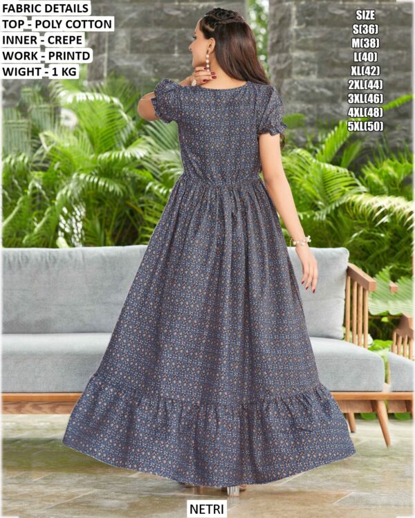 A Pretty Printed Poly Cotton Readymade Maxi Dresses Super Comfy For Casual Outings