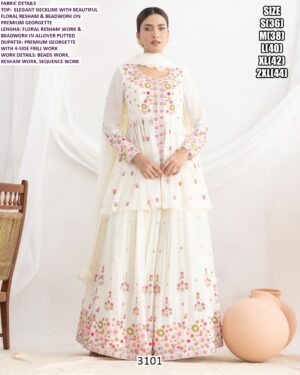 Premium Georgette Resham And Beads Work Wedding Wear Lehenga Style Dress Catalogue