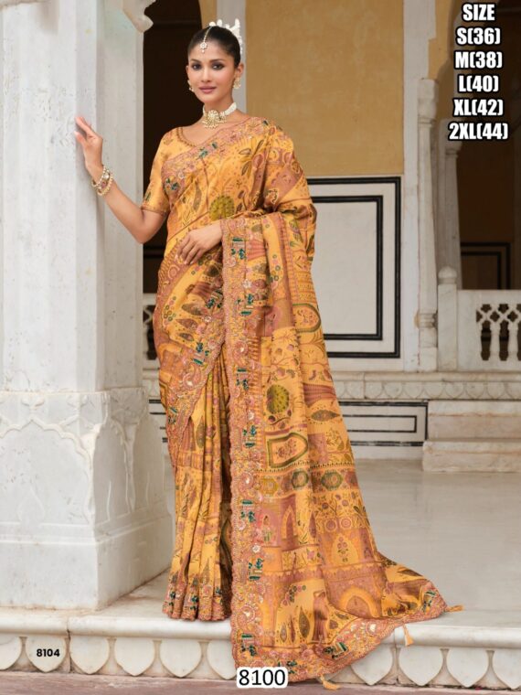 Rich Indian Heavy Work Wedding Wear Glamorous Saree With Un-Stitched Blouse