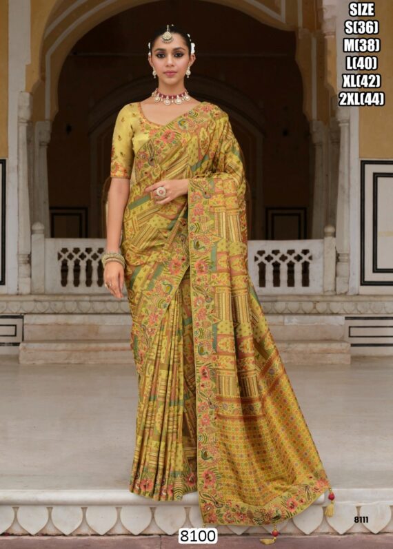 Rich Indian Heavy Work Wedding Wear Glamorous Saree With Un-Stitched Blouse