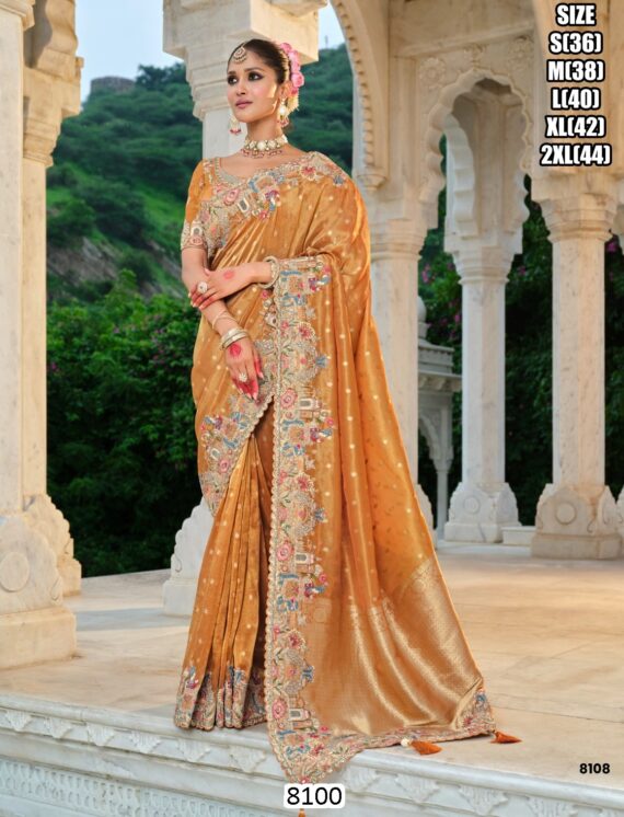 Rich Indian Heavy Work Wedding Wear Glamorous Saree With Un-Stitched Blouse