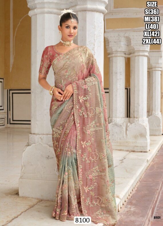 Rich Indian Heavy Work Wedding Wear Glamorous Saree With Un-Stitched Blouse
