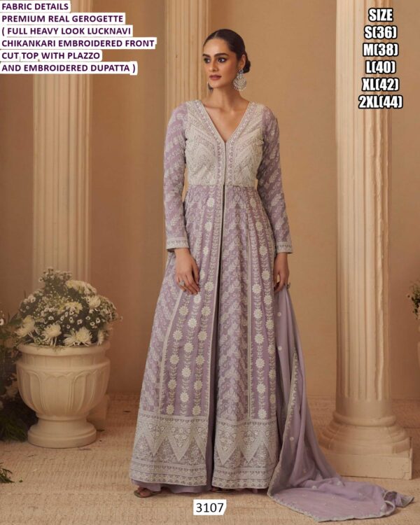 Occasions Wear Real Georgette Readymade Suits, Specifically Showcasing Heavy Lucknawi Chikankari Embroidered