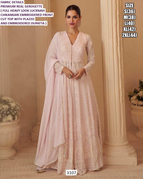 Occasions Wear Real Georgette Readymade Suits, Specifically Showcasing Heavy Lucknawi Chikankari Embroidered