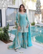 Buy Pink And Sky Blue Fendi Crush Silk Embroidery Work Festival Wear Readymade Salwar Suits