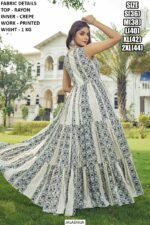 Women's Printed Party Wear Rayon Trendy Looks Ruffle Flair Gowns For Casual Occasions