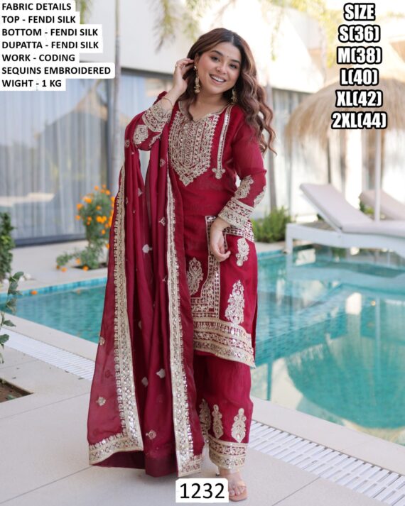 Fendi Silk Suit Set Shines With Rich Coding Sequin Embroidery, A Graceful Pan-Shape Neckline