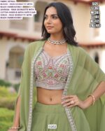 Beads Embroidered And Thread Work Faux Georgette Lehenga Choli With Shrug