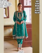 Real Chinon Embroidery Party Wedding Festival Casual Ready Pant Salwar Kameez