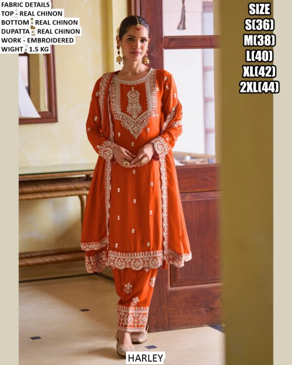 Real Chinon Embroidery Party Wedding Festival Casual Ready Pant Salwar Kameez