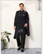 Beautiful Embroidery Work Viscose Silk Men's Readymade Kurta With Traditional Dupatta