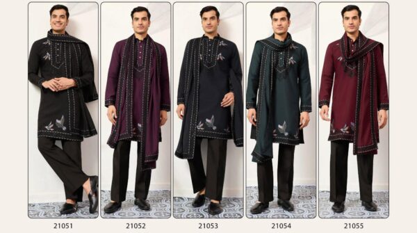 Beautiful Embroidery Work Viscose Silk Men's Readymade Kurta With Traditional Dupatta