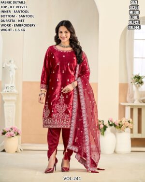 Buy Ice Velvet Amazing Embroidered Tulip Pant Style Salwar Suits - Four Piece Catalogue