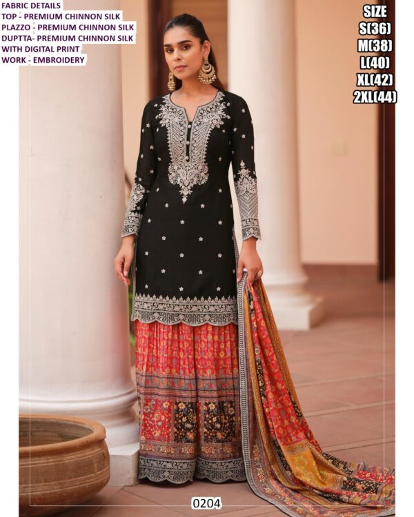Party Wear Style Premium Chinon Silk Embroidered With Digital Printed Salwar Suits Catalogue
