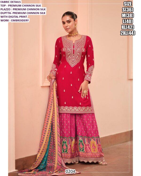 Party Wear Style Premium Chinon Silk Embroidered With Digital Printed Salwar Suits Catalogue