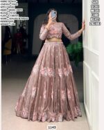 Fascinating Fendi Silk Thread Embroidered Onion Pink Colour Crop Top And Lehenga Set