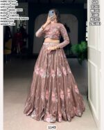 Fascinating Fendi Silk Thread Embroidered Onion Pink Colour Crop Top And Lehenga Set