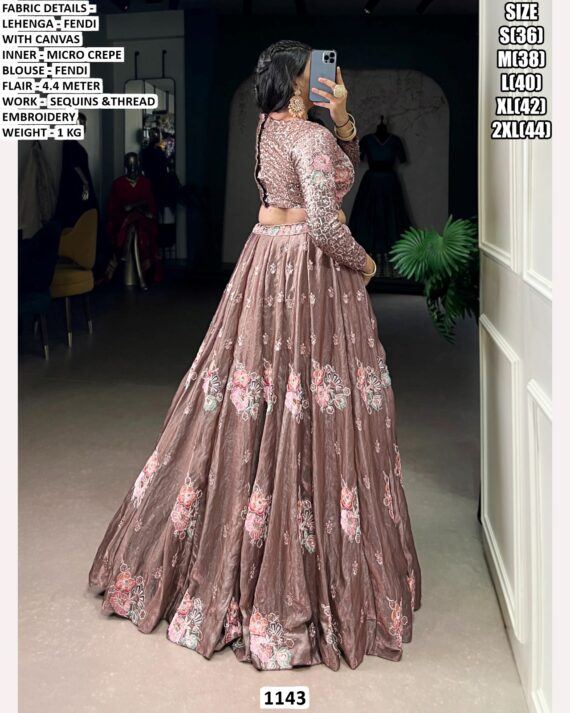 Fascinating Fendi Silk Thread Embroidered Onion Pink Colour Crop Top And Lehenga Set