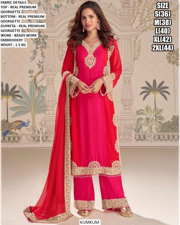 A Luxurious Three-Piece Ethnic Set Crafted In Real Premium Georgette For A Rich Festive Look