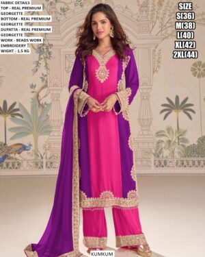 A Luxurious Three-Piece Ethnic Set Crafted In Real Premium Georgette For A Rich Festive Look