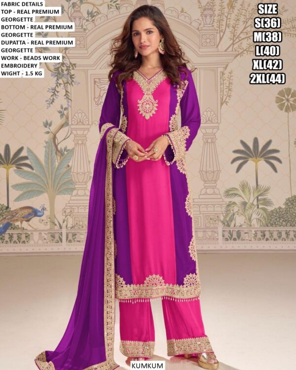 A Luxurious Three-Piece Ethnic Set Crafted In Real Premium Georgette For A Rich Festive Look