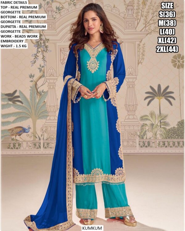 A Luxurious Three-Piece Ethnic Set Crafted In Real Premium Georgette For A Rich Festive Look