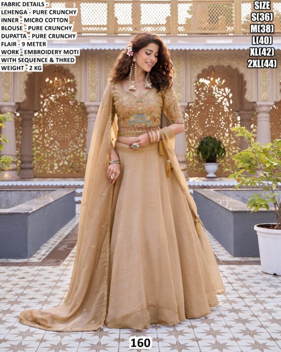 Shine In Your Any Functions With This Luxurious Designer Pure Crunchy Lehenga Choli Sets