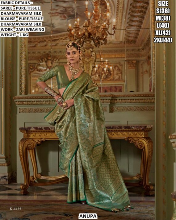 Buy Authentic Designer Zari Woven Pure Tissue Dharmavaram Silk Festival Wear Sarees