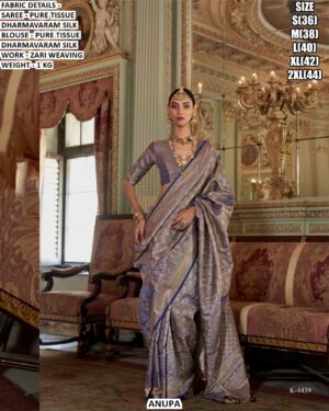 Buy Authentic Designer Zari Woven Pure Tissue Dharmavaram Silk Festival Wear Sarees