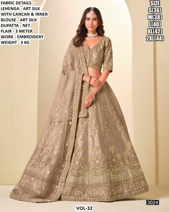 Vol-32 Presenting Wedding Special Art Silk Heavy Embroidered Lehenga Choli Catalogue