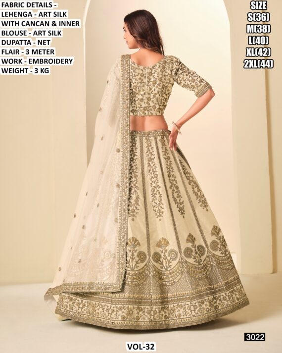 Vol-32 Presenting Wedding Special Art Silk Heavy Embroidered Lehenga Choli Catalogue