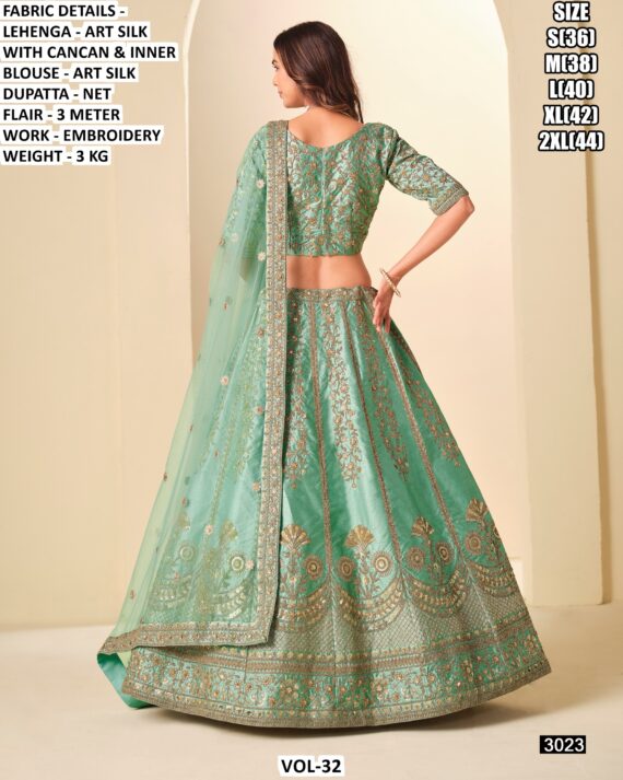 Vol-32 Presenting Wedding Special Art Silk Heavy Embroidered Lehenga Choli Catalogue