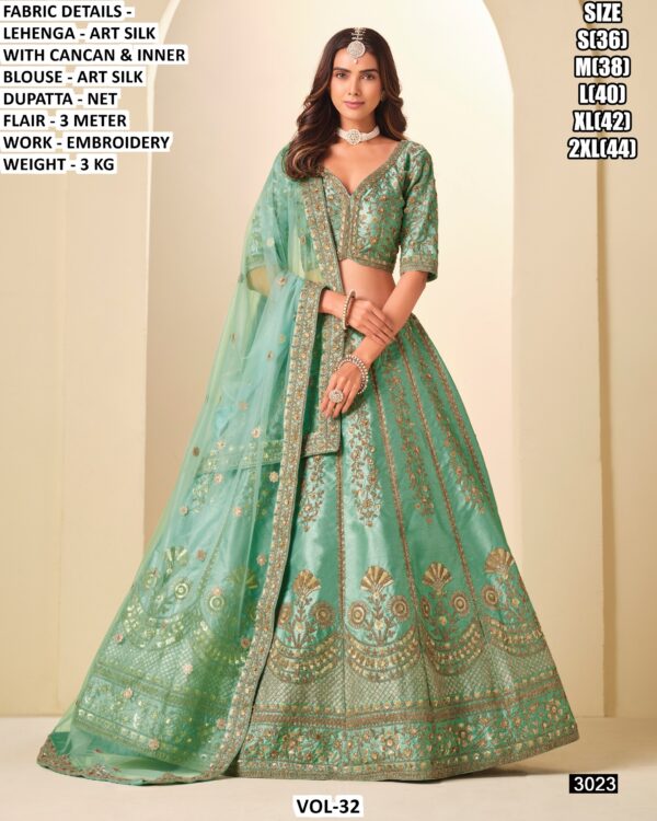 Vol-32 Presenting Wedding Special Art Silk Heavy Embroidered Lehenga Choli Catalogue