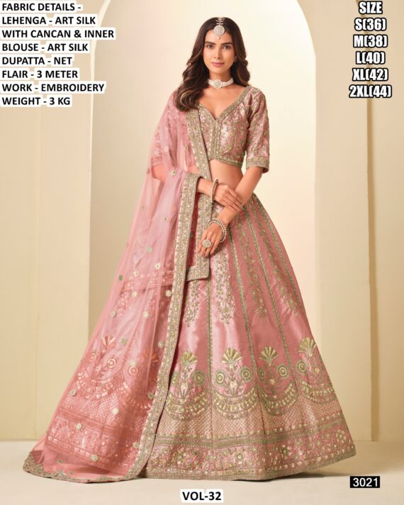 Vol-32 Presenting Wedding Special Art Silk Heavy Embroidered Lehenga Choli Catalogue