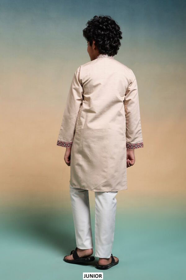 Shop Kid's Boys Multi Colour Thread Embroidery Work Kurta And Pajama In Viscose Silk Fabric