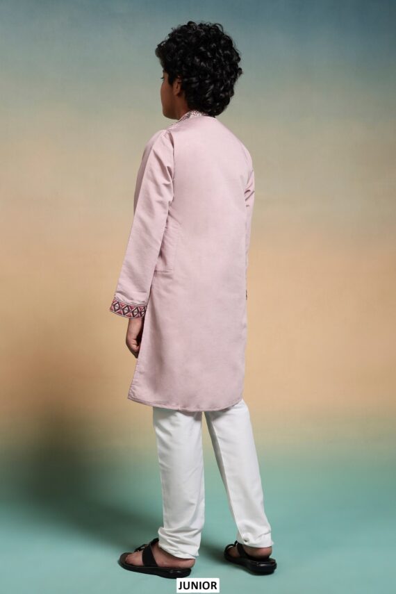 Shop Kid's Boys Multi Colour Thread Embroidery Work Kurta And Pajama In Viscose Silk Fabric