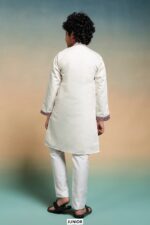 Shop Kid's Boys Multi Colour Thread Embroidery Work Kurta And Pajama In Viscose Silk Fabric