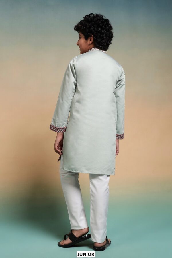 Shop Kid's Boys Multi Colour Thread Embroidery Work Kurta And Pajama In Viscose Silk Fabric