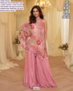 Premium Viscose Natural Crepe Position Embroidery Printing Ethnic Outfits (Plazo Pair)