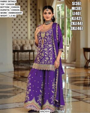 Celebrate The Art Of Tradition With This Heavy Embroidered Pure Chinon Pakistani Suits