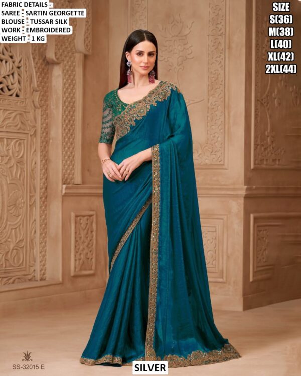 Make Dazzling And Alluring Look In Parties With Our Collection Of Double Shaded Satin Georgette Sarees