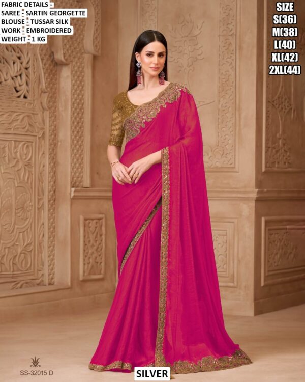 Make Dazzling And Alluring Look In Parties With Our Collection Of Double Shaded Satin Georgette Sarees