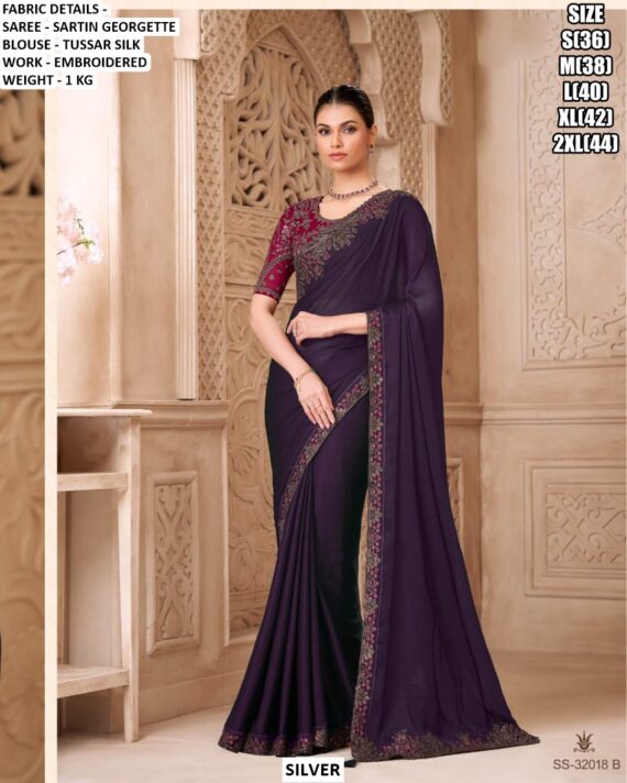 Make Dazzling And Alluring Look In Parties With Our Collection Of Double Shaded Satin Georgette Sarees