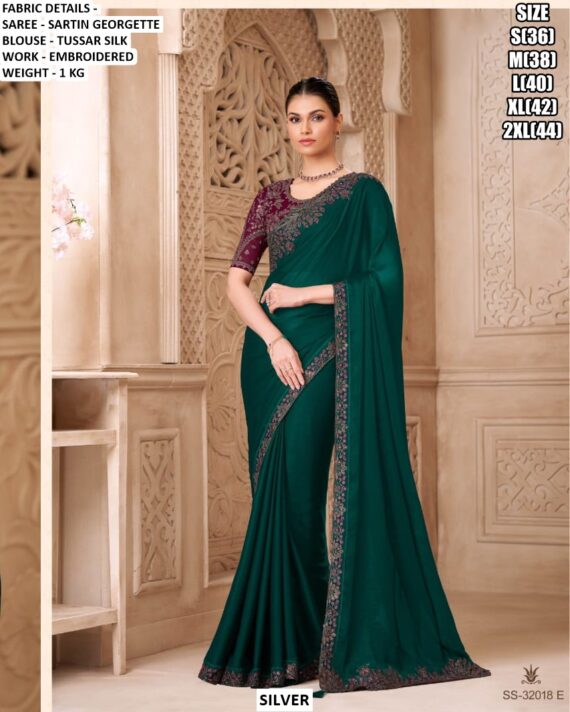 Make Dazzling And Alluring Look In Parties With Our Collection Of Double Shaded Satin Georgette Sarees